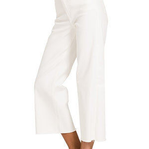 HIGH RISE WIDE LEG CROPPED WHITE DENIM PANT