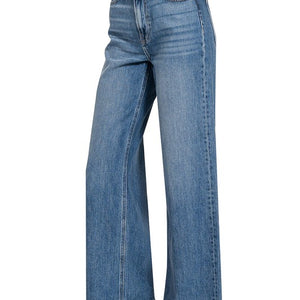 HIGH WAIST STRAIGHT LEG MEDIUM WASH DENIM PANTS