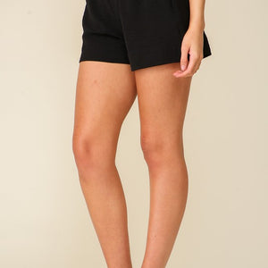 Black Smocked high waisted short