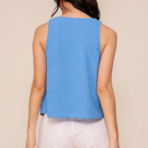 Blue Essential airflow v-neck cami top