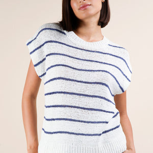 Striped Knit Sweater Vest Top
