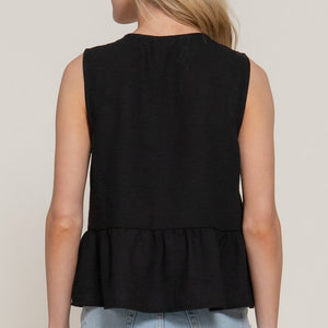 Sleeveless Bow Tie Linen Effect Top