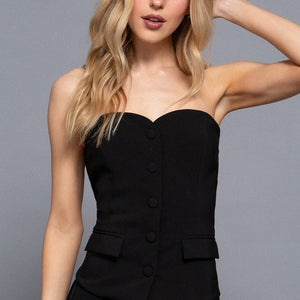 Black tailored fabric tube top