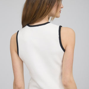 Contrast Trim Detail Gold Button Sweater Vest
