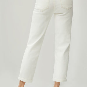 CREAM HIGH RISE BOYFRIEND PANTS