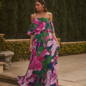 Ellerton Tropics Enamored Shoulder Ruffle Dress