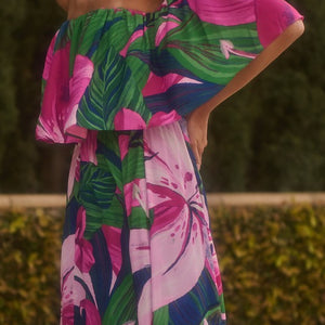 Ellerton Tropics Enamored Shoulder Ruffle Dress
