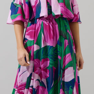 Ellerton Tropics Enamored Shoulder Ruffle Dress