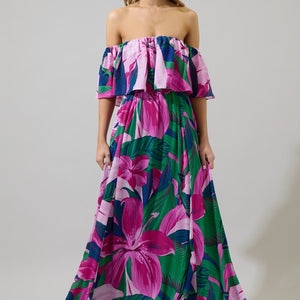 Ellerton Tropics Enamored Shoulder Ruffle Dress