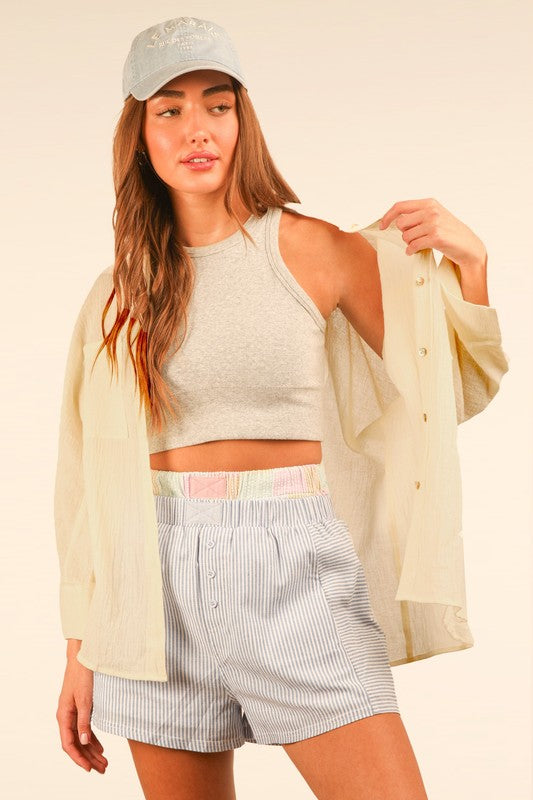 White button down gauze shirt