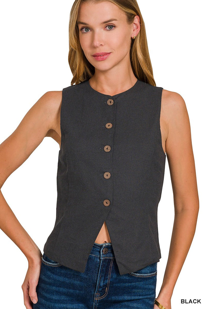 Linen 5 Button Vest