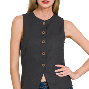 Linen 5 Button Vest