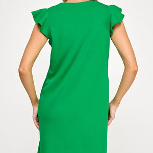 Green Air modal scuba shift dress V neckline