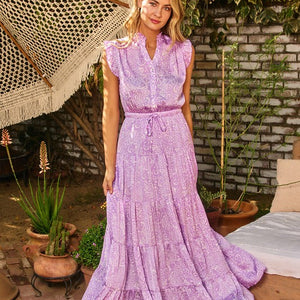 Lavender Paisley Print Maxi Dress