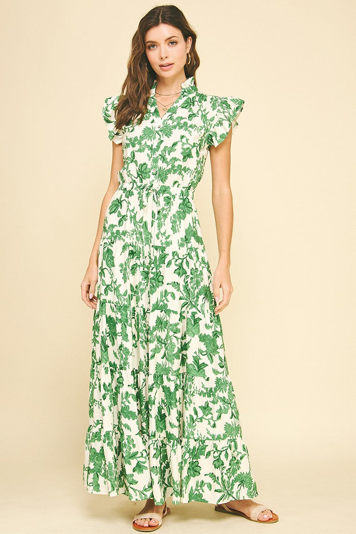 Floral Printed Tiered Maxi Dress