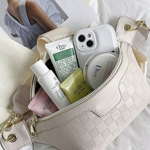 Vegan Leather Checkered Monogram Crossbody Bum Bag, 3 colors