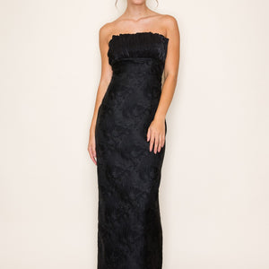 Strapless Column Maxi Dress With Plisse Detail