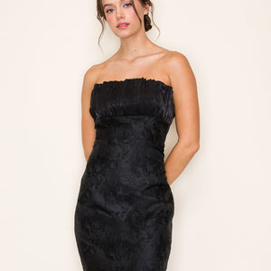 Strapless Column Maxi Dress With Plisse Detail