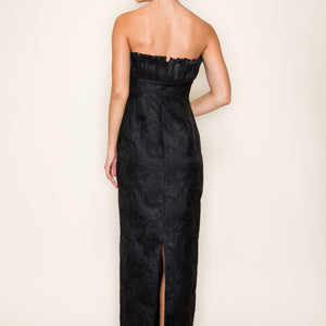 Strapless Column Maxi Dress With Plisse Detail