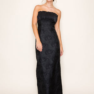 Strapless Column Maxi Dress With Plisse Detail
