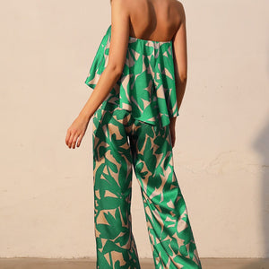 Paloma Satin Cascade Strapless Jumpsuit