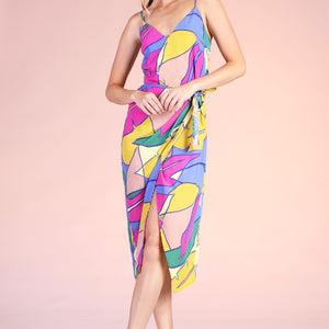 Tropical Paradise Wrap Skirt Midi Dress