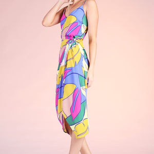 Tropical Paradise Wrap Skirt Midi Dress