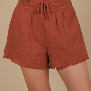 Cotton Gauze Shorts W/ Front Tie