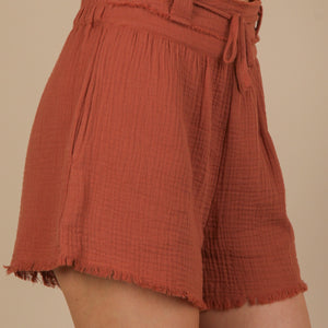 Cotton Gauze Shorts W/ Front Tie
