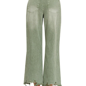 Washed Distressed Knee And Hem Cropped Pants