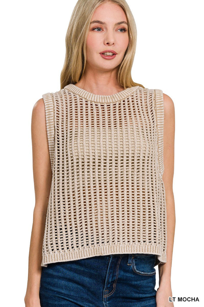 Fish net camel vest