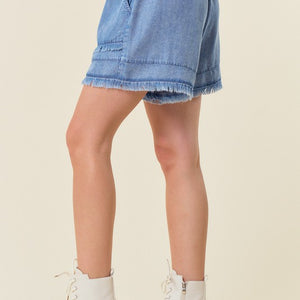 Denim fray shorts