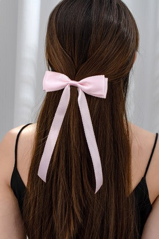 Satin ribbon bow hair clip