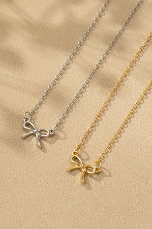 DELICATE BOW NECKLACE (GOLD OR SILVER)