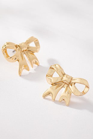 Bow gold stud earring