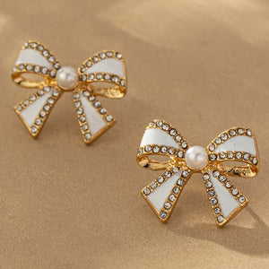 ENAMEL BOW EARRING