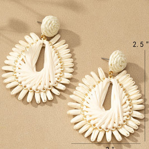 TEARDROP WOVEN RAFFIA DROP EARRING (3 COLORS)