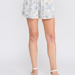 Blue blossom linen shorts