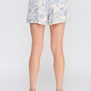 Blue blossom linen shorts