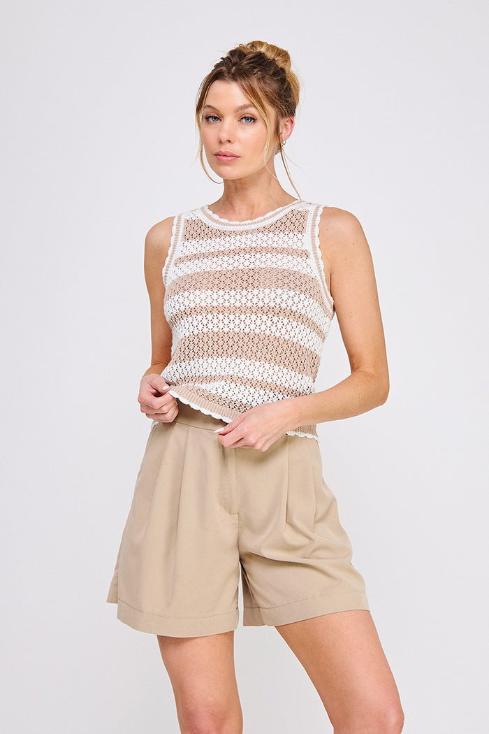 Taupe striped tank sweater