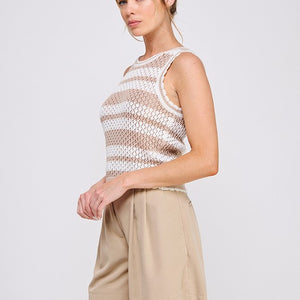 Taupe striped tank sweater