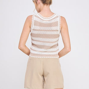 Taupe striped tank sweater