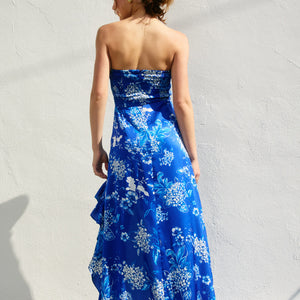 Long blue floral dress