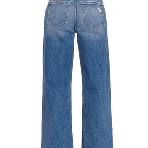 HIGH WAIST STRAIGHT LEG MEDIUM WASH DENIM PANTS