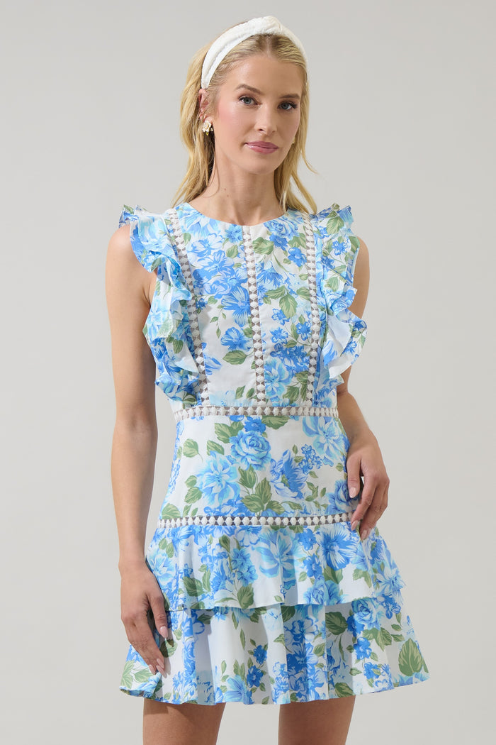 Blue Rayana Ruffle Dress