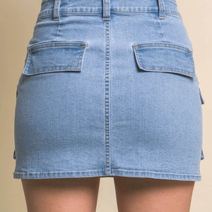 Mini Cargo Denim Skirt