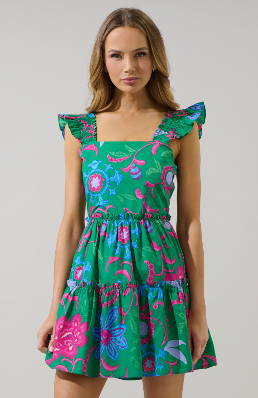 Cabina Floral Ruffle Tiered Mini Dress