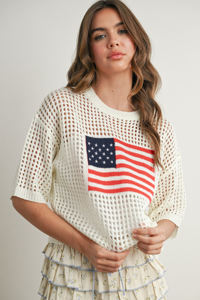 IVORY FLAG CROCHET TOP