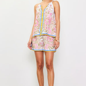 Sleeveless Border Print Top