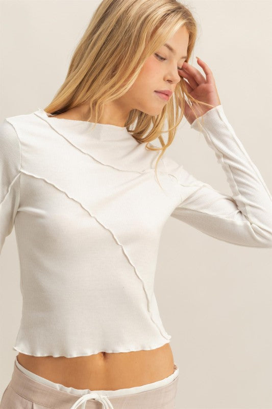 White Chic Asymmetrical Jersey Knit Long-sleeve Top